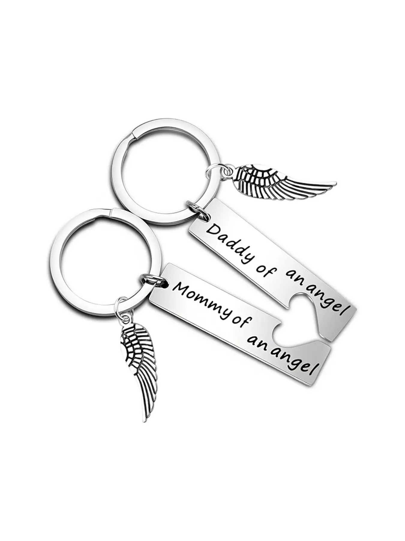 "Angel Mom & Dad" Keychain Set (Set of 2), Infant Memorial Keepsakes, Miscarriage Sympathy Gifts, In Memory of a Lost Baby, Matching Couple Keychains, Stylish Keychain, Stylish Keyring, Ideal for Couples, Mother's Day, or Anniversaries