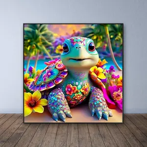 Turtle Pattern DIY Diamond Arts Colorful Painting Kit without Frame, DIY 5D Diamond Arts Colorful Painting Kit, Wall Art Decor for Home Living Room Bedroom, Diamond Painting Kits, Handicraft