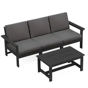 NAVINE Outdoor Bar Table and Chairs Set, Adirondack Bar Chairs Set of 2 and Bar Height Table, All Weather HDPE Outdoor Patio Bar Set, Wicker Patio Set