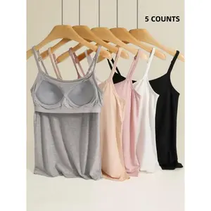 Women’s Solid Adjustable Strap Padded Cami Top, Casual Comfortable Breathable Camisole, Ladies Top for All Seasons GARMENTARY