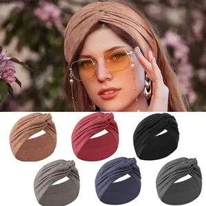 6 Pack Extra Wide Headbands for Women, 7'' Large Cotton Like Turban Knotted Bandana Head Bands for Women Non Slip, Boho Headbands for Women's Hair