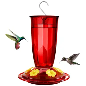 Kingsyard Hummingbird Feeder for Outdoors Hanging 6 Bee Guard Ports Ant Moat 16 Oz Leak-Proof Design Durable Plastic Easy Clean Refill Gift for Bird Enthusiasts