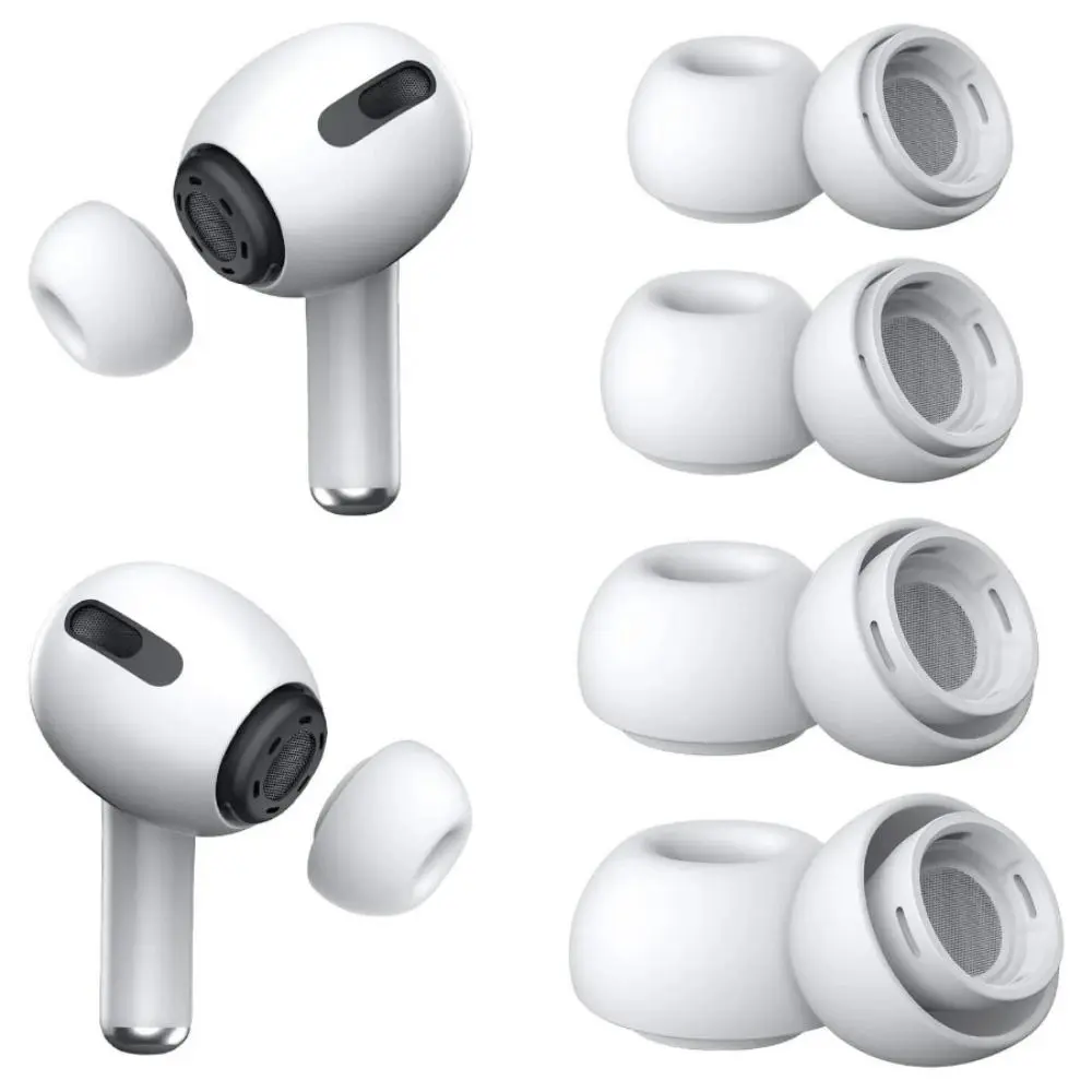 Silicone Earphone Tips, 4 Pairs Silicone Replacement Ear Inserts with Hole, Earbuds Tips Compatible with AirPods Pro 1 2 (Various Sizes, XS/S/M/L) Electronic Earbud Fit