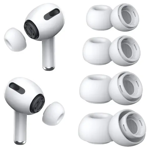 Silicone Earphone Tips, 4 Pairs Silicone Replacement Ear Inserts with Hole, Earbuds Tips Compatible with AirPods Pro 1 2 (Various Sizes, XS/S/M/L) Electronic Earbud Fit