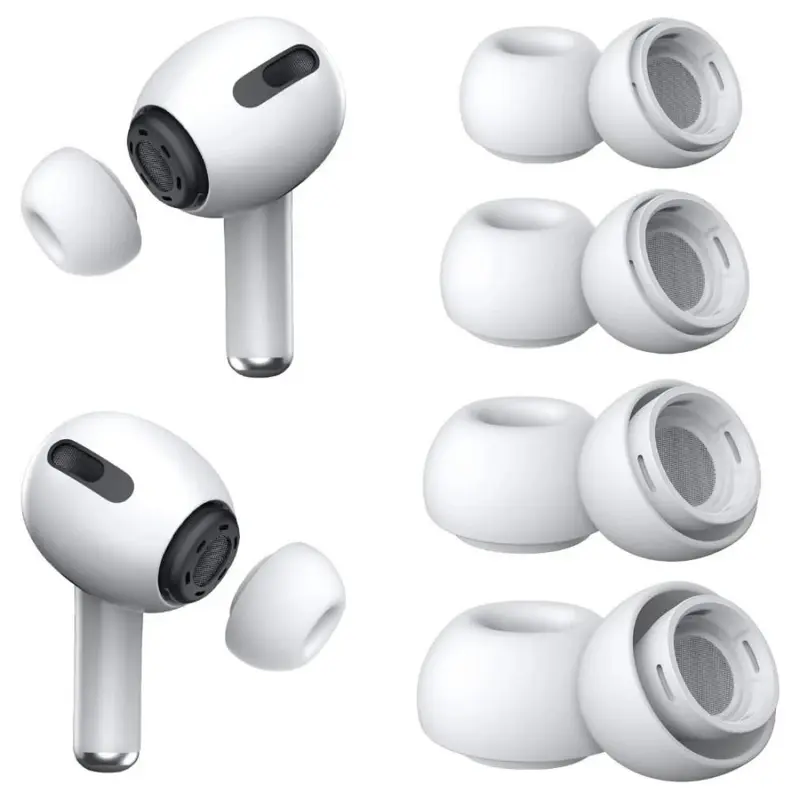 Silicone Earphone Tips, 4 Pairs Silicone Replacement Ear Inserts with Hole, Earbuds Tips Compatible with AirPods Pro 1 2 (Various Sizes, XS/S/M/L) Electronic Earbud Fit