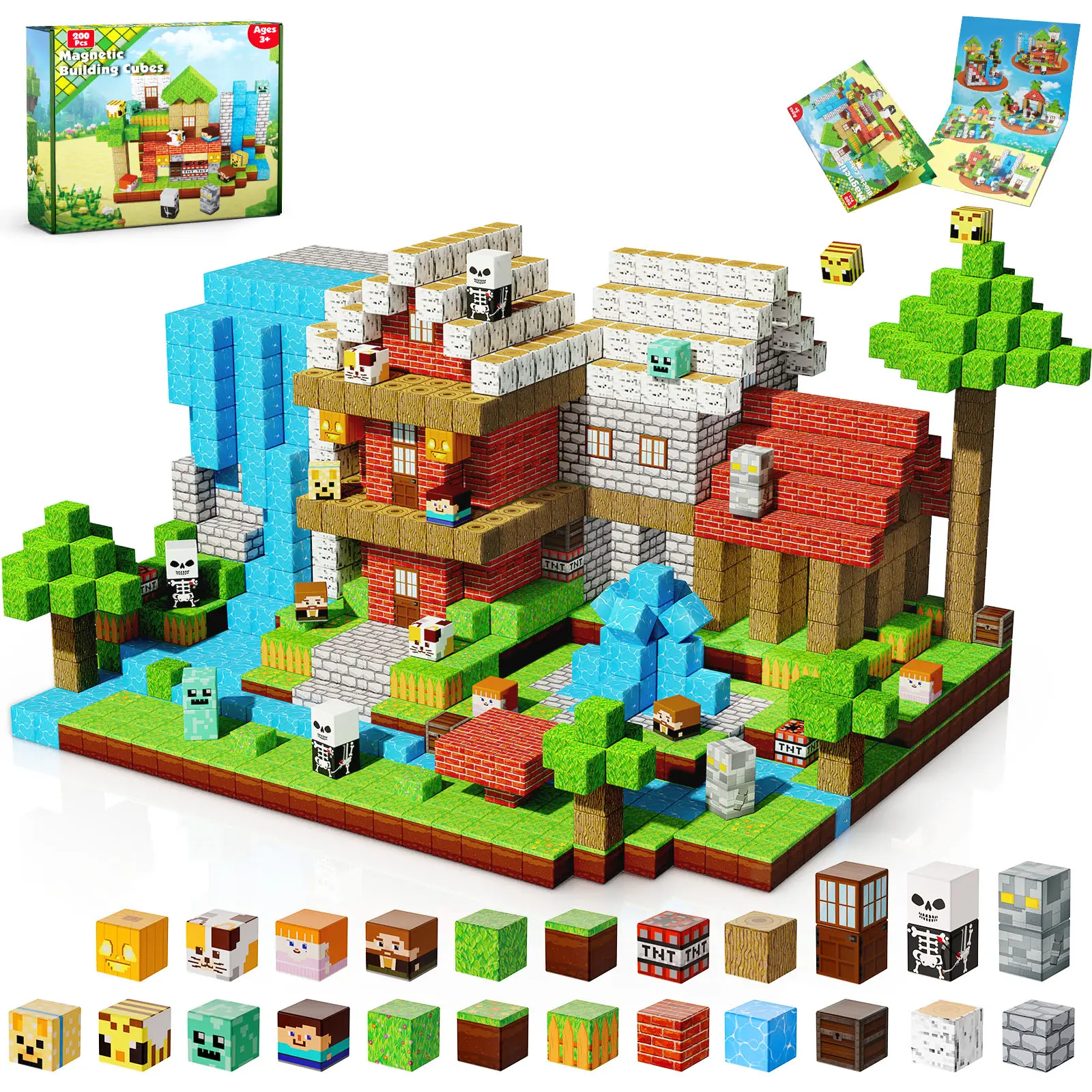 Magnetic Blocks-200PCS Create My Own Crafts ，Magnetic Building Blocks Magnetic Tiles Stacking, Build -Magnet World Set, STEM Montessori Sensory Toys m