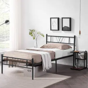 Twin Bed Frame with Headboard,16.3inch Twin Bed Frames with Metal Platform Beds Heavy Duty Steel Slat Mattress Foundation No Box Spring Needed