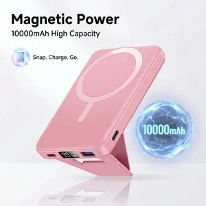 10000mAh MagSafe Power Bank - Foldable Magnetic Wireless Charger 22.5W Fast Charging Battery Pack with LED Display for iPhone 17/16/15/14/13/12 Pro Max Plus type usb portable compact silicone