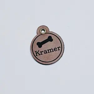 Custom Engraved Leatherette Pet ID Tag with Name & Phone Number