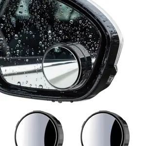 LMMAKE 2Pcs Blind Spot Mirror Round Convex Car Side Mirror 360-Degree Adjustable Wide Angle Rearview with HD Glass Suction Cup Design Black Waterproof Anti-Fog