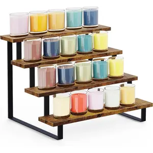 Wooden Display Riser Stand, Tiered Perfume and Cologne Organizer Stand, 4 Tier  Rack Organizer, Tabletop Display Shelf for Retail Vendor Events Craft Show Tumbler Candles, Straight