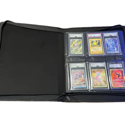 pokemon binder for graded cards 4-Pocket Black Toploader Trading – Cardshellz Graded Pokemon Card Binder -