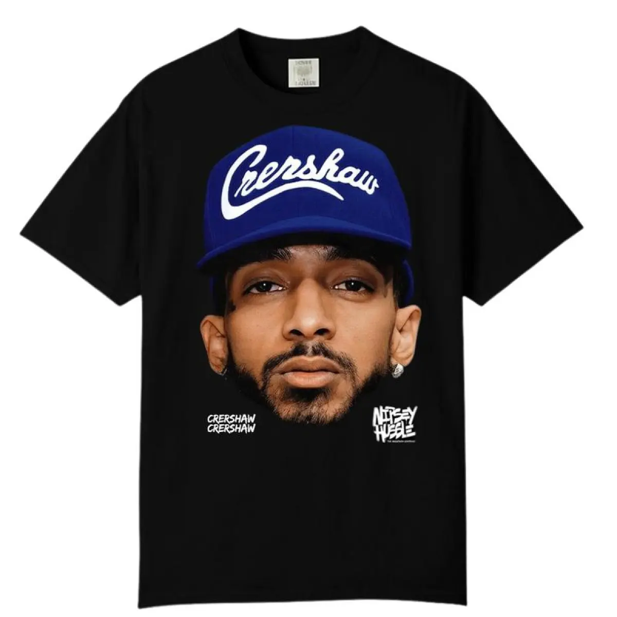 Nipsey Hussle Crenshaw Cap Tee – Realistic Portrait Graphic T