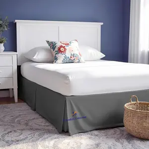 18 Inch Drop Bed Skirt Queen Size with Platform to Stay in Place Elegant Pleated with Split Corners Wrinkle Resistant for and Stylish Look - Dark Grey