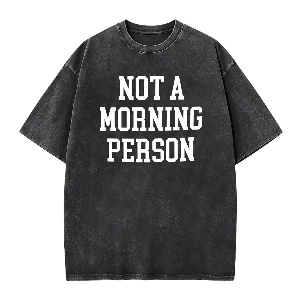 Not an Early Bird Slogan Printed Comfortable Women's Short Sleeve Round Neck T-Shirt Pajamas- Casual Pajamas, Machine Washable Polyester Blend