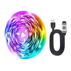 RGB Color Changing LED Strip Light with Remote & Bluetooth-compatible Music Sync, Adjustable Brightness & Timer LED Light Strip, Perfect for Bedrooms, Gaming Desks, Party Decorations, LED Lighted, Led Lights Strips