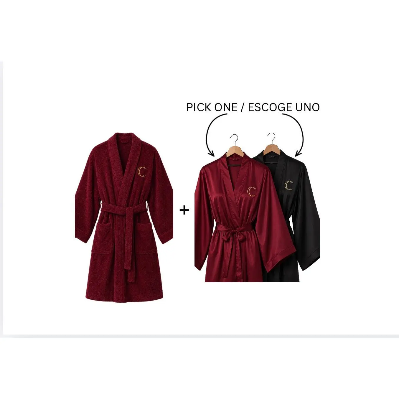 CC BATH TOWEL ROBE + 1 LUX SATIN ROBE