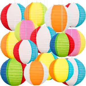 15Pcs Pool Party Decorations Beach Ball Paper Lanterns - Summer Luau Themed Hanging Decor for Home Birthday Outdoor Indoor