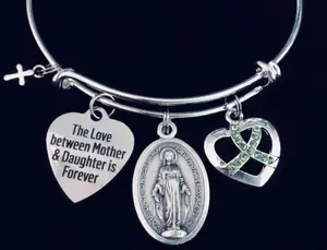 The Love between a Mother and Daughter Forever Expandable Charm Bracelet Adjustable Bangle Gift