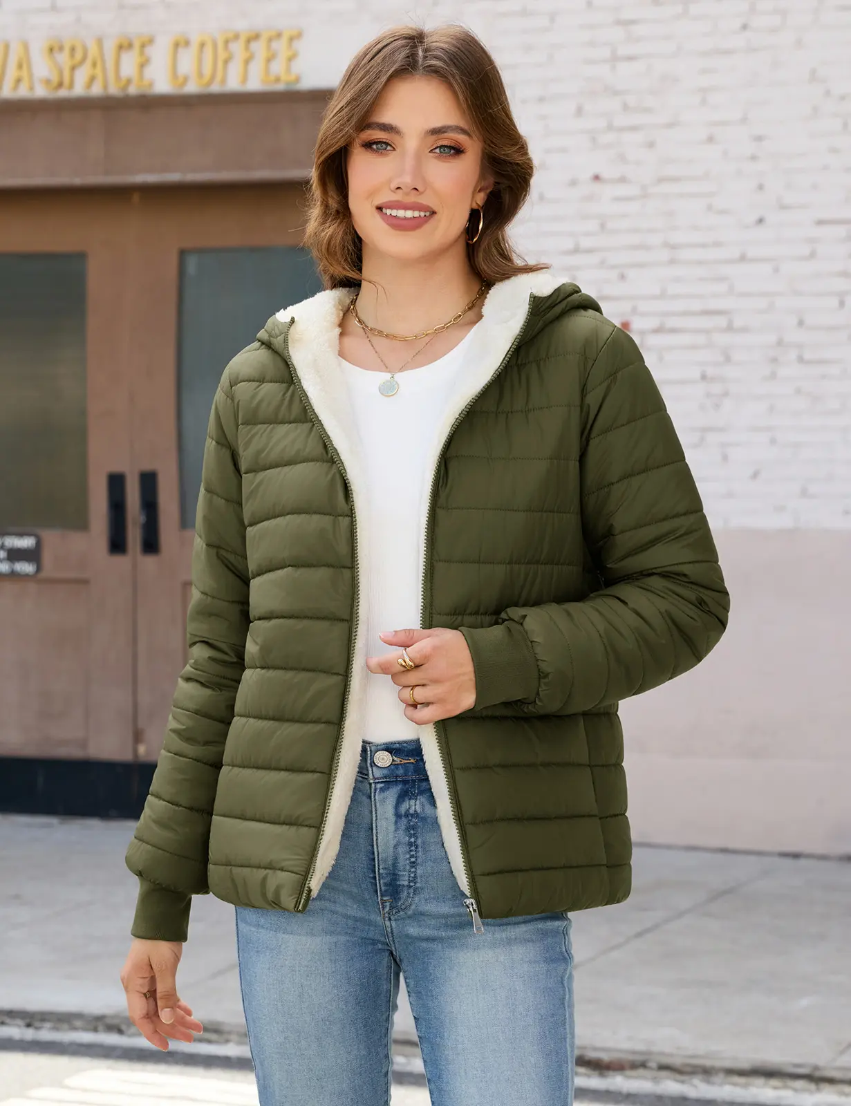 HEEKPEK Women's Winter Fleece Lined Jacket Windproof Warm Water-Resistant Puffer Jacket Coat for Commuting, Polyester, Tops