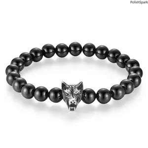 Viking Wolf Head Tiger Eye Beaded Bracelet, Natural Stone Onyx Beads 316 Stainless Steel Mens Hip Hop Punk Spiritual Energy Bracelet Jewelry Gift summervibes,summerwins