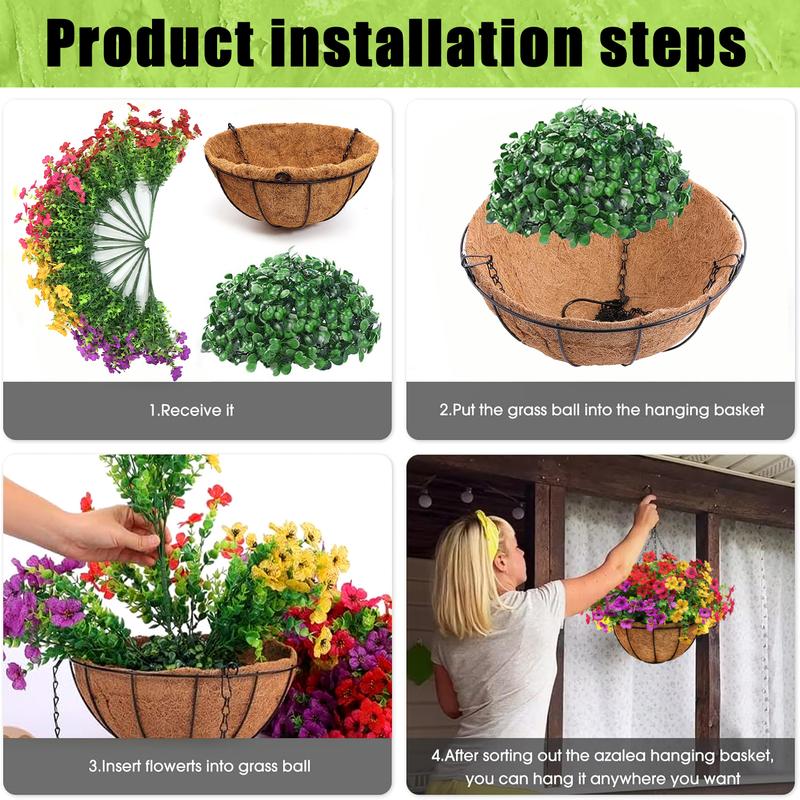 Outdoor Artificial Flowers 2set UV-Resistant Daisy Hanging Baskets Spring & Summer Outdoor Decor Garden, Entrance Hall, Corridor Plastic Flowers Maintenance-Free（ red yellow pink purple））