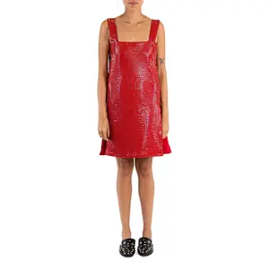 1960S Red Rare Metal Mesh Mod Dress