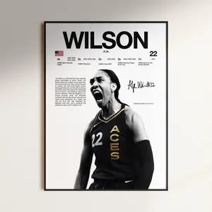 A'ja Wilson Poster, WWall Print, Basketball Print, Las Vegas Aces Poster, Women's Hoops Decor, Gift for Basketball Fans (No Frame)