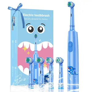Cartoon Design Electric Toothbrush, 1 Count Round Rotating Soft Brush Head Toothbrush with 3 Cleaning Modes, Waterproof Toothbrush for Kids