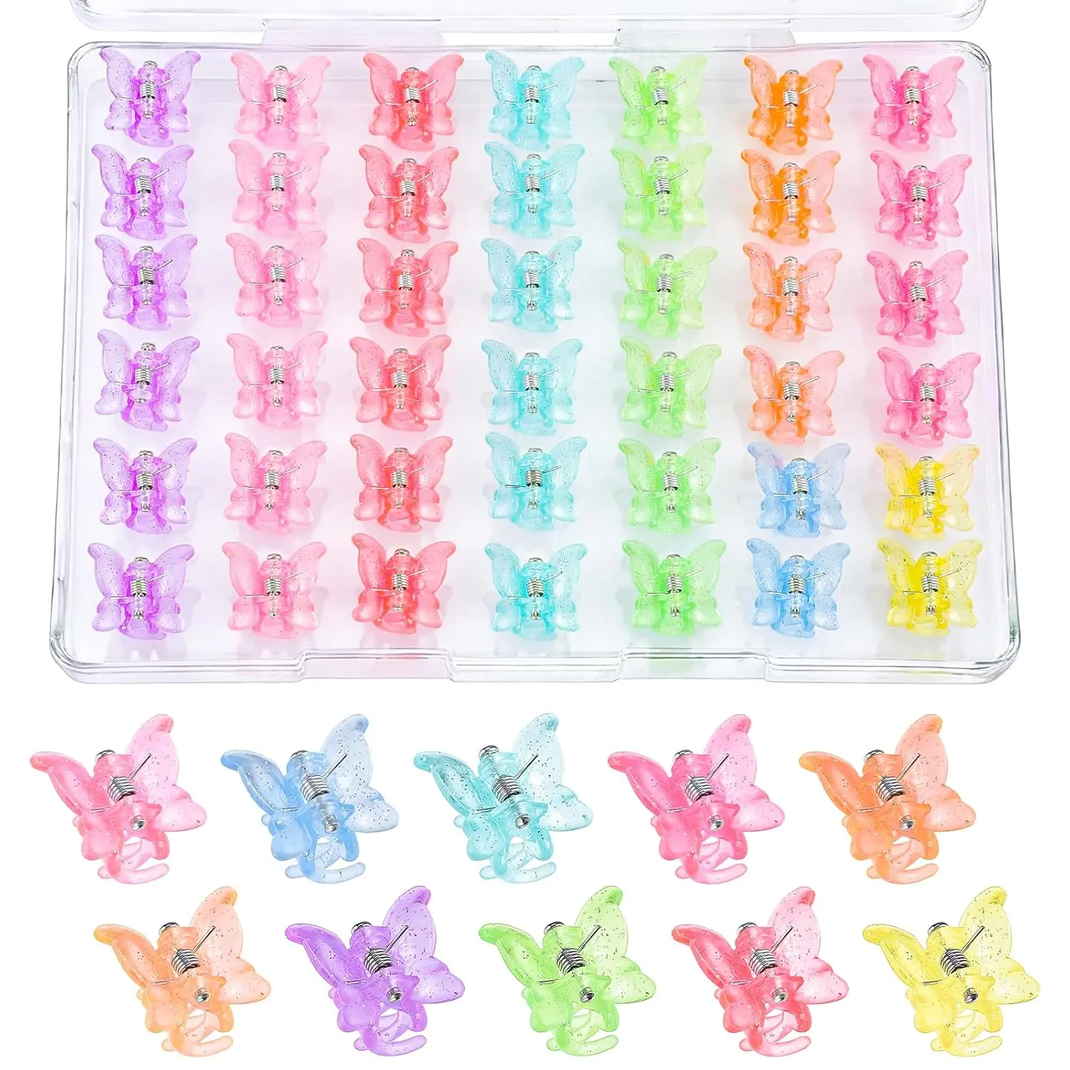 80Pcs Butterfly Hair Clips for Girls, 0.6Inch Mini Hair Clips In  - 90s outfits for women - Small Barrettes Hair Accessories For Girls Toddlers kids With Storage Box, Tiny Claw Clips Bulk