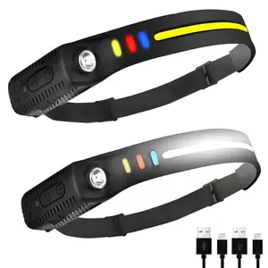 LED Headlamp Rechargeable 3Count/2Count/1Count - 230° COB Super Bright Head Lights for Adults, USB C Headband Flashlight for Outdoor Use