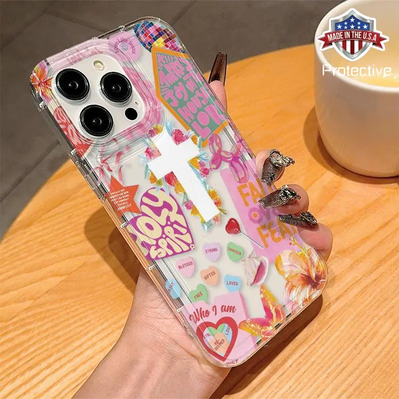 Cute Cross Pattern Phone Case, Anti-drop Phone Protector Cover, Phone Compatible with iPhone 16 XS 11 12 13 14 15 Pro Max, Protective, Cellphone, Smartphone, Photo Phone Case, Casing Waterproof Protection Shockproof