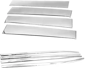 Sizver Stainless Polished Pillar Post + Window Sills Compatible with 2014-2018 Chevrolet Silverado/GMC Sierra 1500/2500/3500