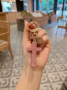 Clay cross keychain with diamonds, car keychain, creative bag pendant, unisex#Fashionweek#Fallfreshness#test