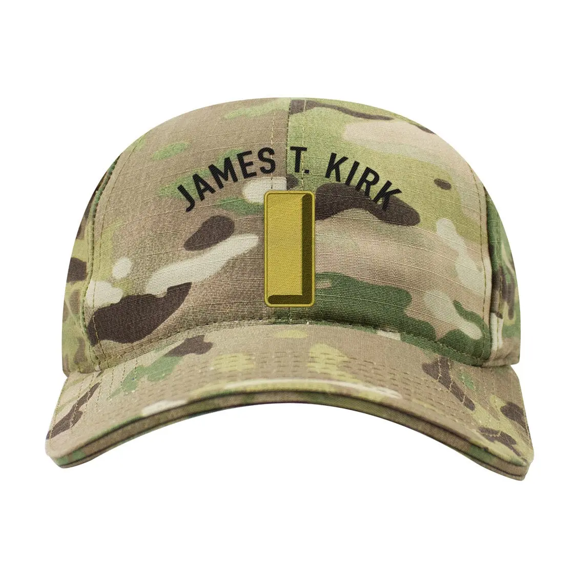 Army Officer Rank Cap with Custom Embroidery, Mid-Profile Multicam Poly Blend FlexFit for Service Wear