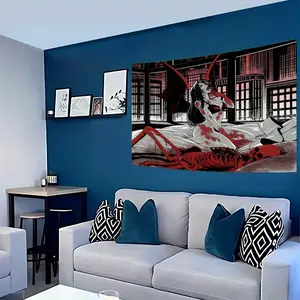 Vampire Gothic Horror Wall Tapestry – Art Decor – Spooky Skeleton and Bat Design – Durable, Washable Home Decoration Cotton Decorative Hanging Lightweight Linen