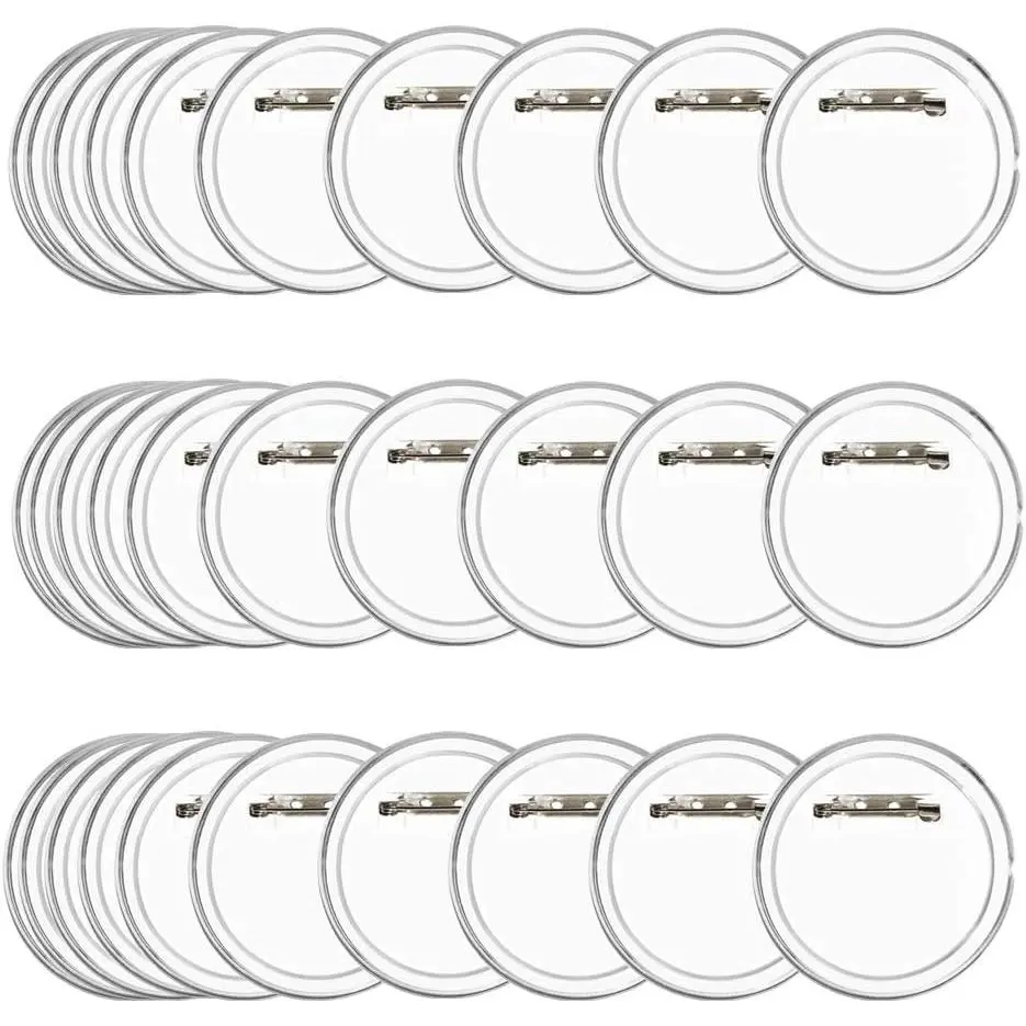 30Pack 2.4 inch Clear Button Pins Make Your Own Buttons Picture Button Pin  Design Button Badge Clear Picture Buttons Badges Kit for DIY Crafts
