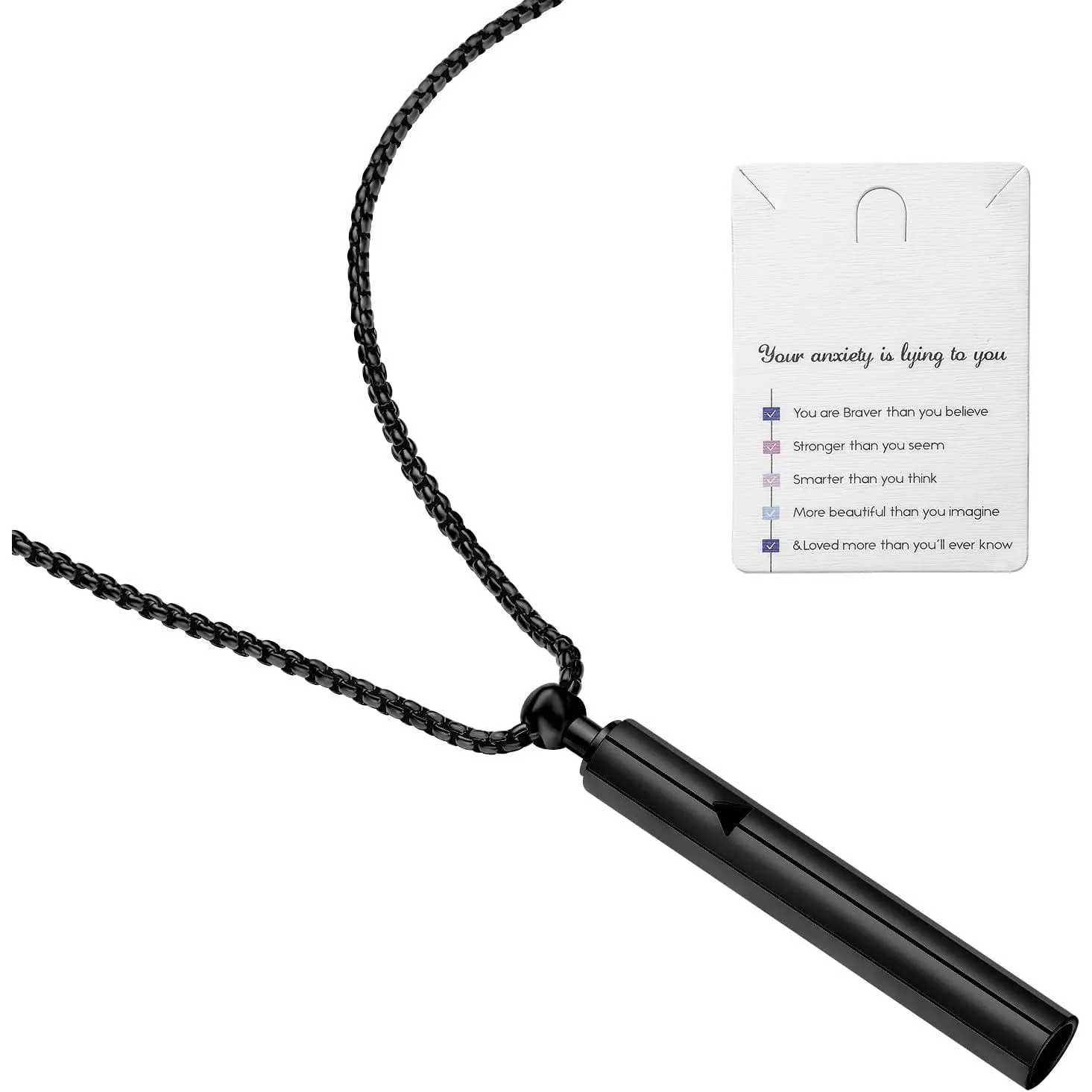 Stainless Steel Anxiety Mindful Breathing Necklace, Anxiety Relief Items,Vape Necklace for Anxiety, Breathwork,Anxiety Breathing Tool,Meditation Stress Relief Gifts for Women and Men