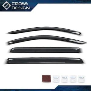CROSSDESIGN Fits 19-25 Chevy Silverado Sierra Crew Cab out-channel Rain Guards Window Visor