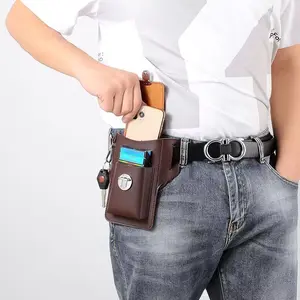 New PU Leather Waist Bag for Phone, Belt Clip Holder, Keychain, Prevents Dropping Small Items, Ideal for Outdoor Work
