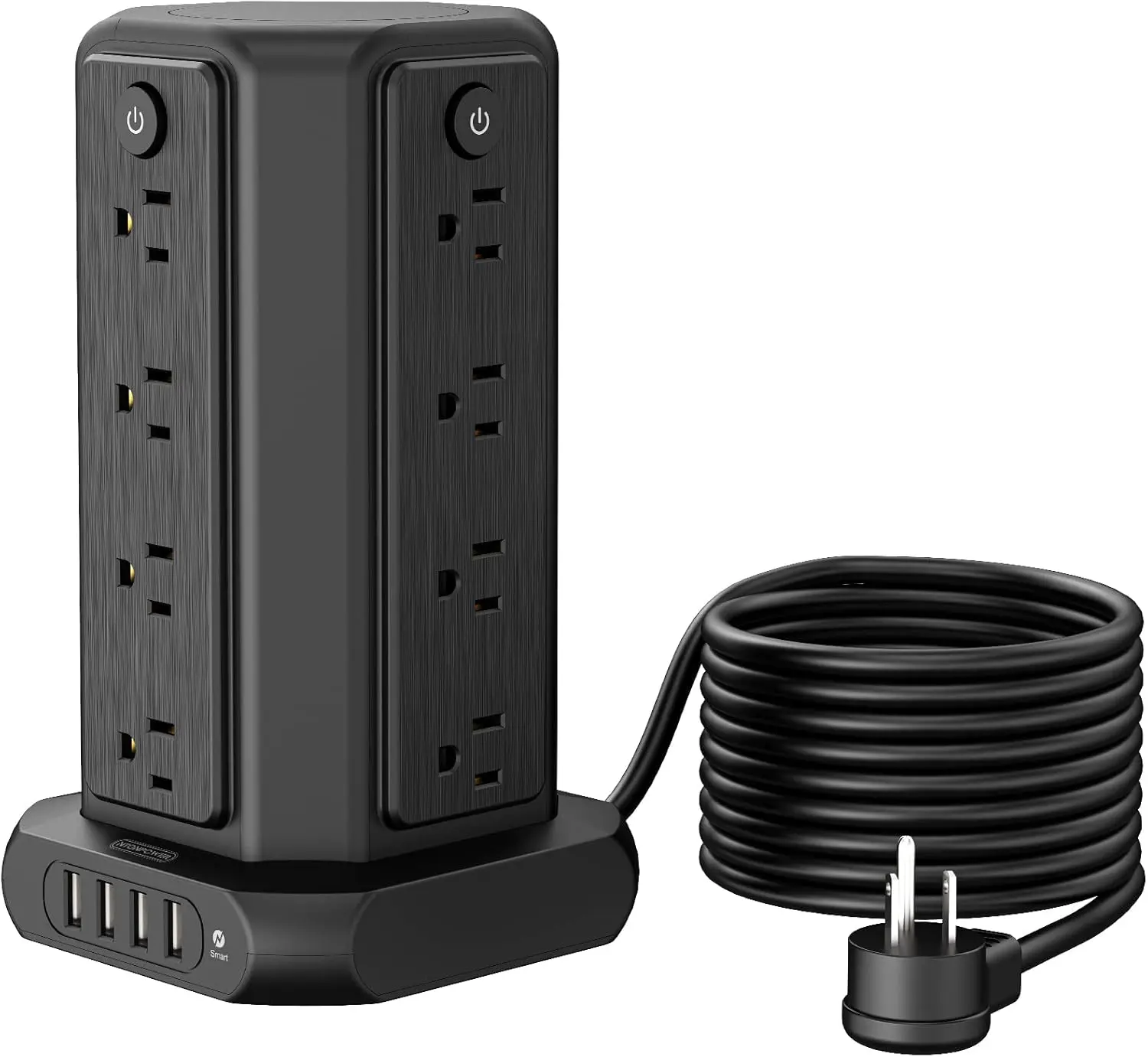 Surge Protector Power Strip Tower with USB Ports, 15 FT Extension Cord Tower with 16 Widely Spaced Outlets 4 USB Ports, 1080 Joules, Overload Protection, Flat Plug Power Strip for Home, Office, Black summervibes