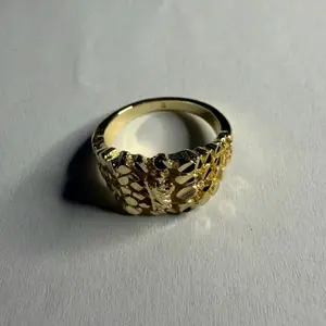 14k Gold Filled Plated Stainless Steel San Judas Nugget Ring Classic Style for Men and Women