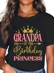 100% Cotton Grandpa of The Birthday for Girl - 1st Birthday Princess T-Shirt