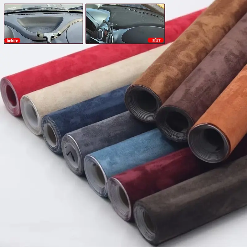 1 Roll Suede Fabric Wrap, Self-Adhesive Microfiber and Synthetic Suede Stretch Film Sticker for Car and Home Decorate