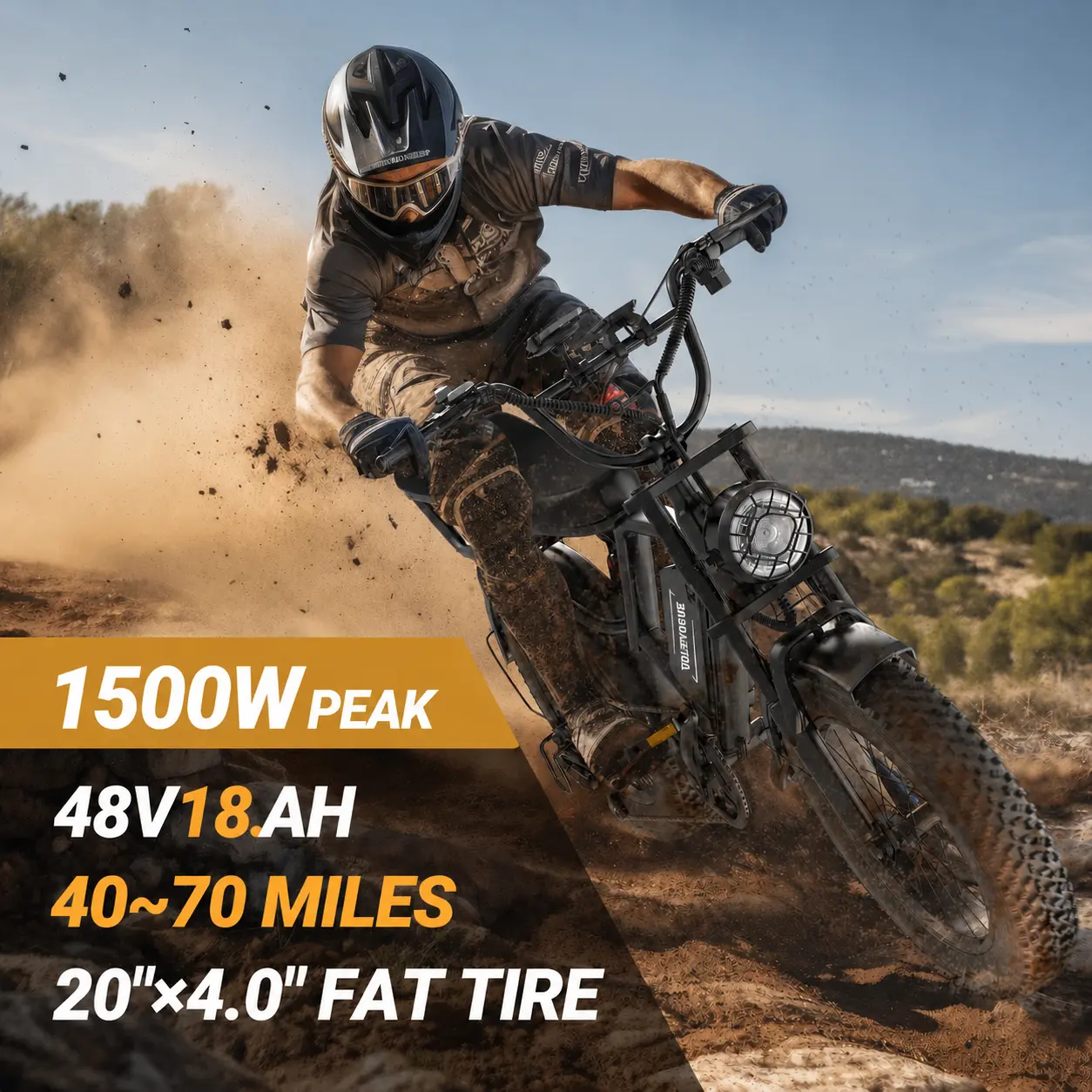 【Dude Dealz Exclusive】【QLAWAY&HQYEX】Electric Bike | Peak Power 1500W | Full Suspension | Top Speed 31 MPH | Range 40-70 Miles | 48V 20Ah Removable Battery | 2-Seater Design | LED Headlights | 20-Inch All-Terrain Fat Tires | UL 2849 Certified【BK20】