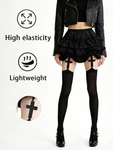 Cross Pendant Thigh High Socks, Cool Sexy Gothic Party Wear, Essential Hot Girl Stockings, Transparent Long Tube Socks
