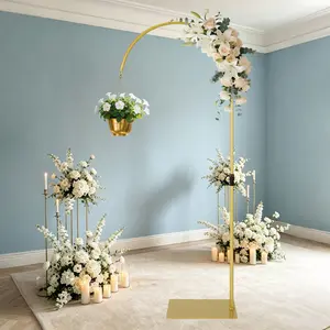 Heavy Duty Metal Half Arch Backdrop Stand, Adjustable Height 5.6 ft-7.5 ft, Festive Banner Holder for Wedding, Party Decorations