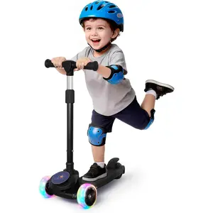 Nattork Kids Scooter for Boys Girls with Light Up Wheels, 3 Adjustable Height Handlebars, Lean-to-Steer Technology, Widen Anti-Slip Deck, 3 Wheel Scooter for kid ages 3-8, Support Riders Up to 110 LBS
