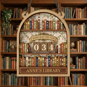 Vintage Book Tracker Sign, Personalized Reading Tracker, Library Decor, Book Lover Gift, Books Read This Year Counter, Reading Lover Gift