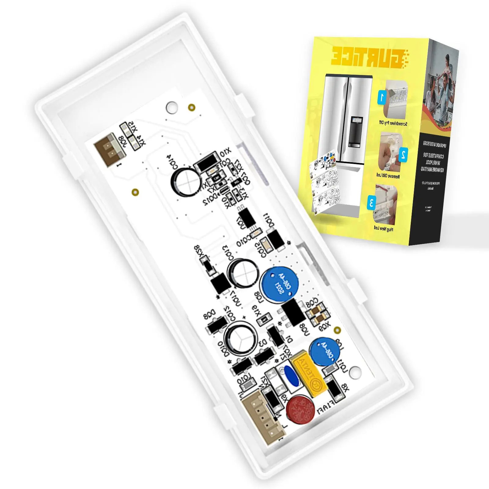 1 PCS New Refrigerator LED Light Set with Tapered Lens and Bezel, 30000hrs Long Service Time, Compatible Replacement for WPW10515058, W10515057, W10522611, AP6022533, PS11755866, One-Piece